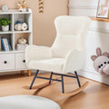 oaaktu Nursery Rocking Chair,Upholstered Glider Rocker with High Backrest for Living Rooms, Bedrooms, Offices (Beige Teddy)