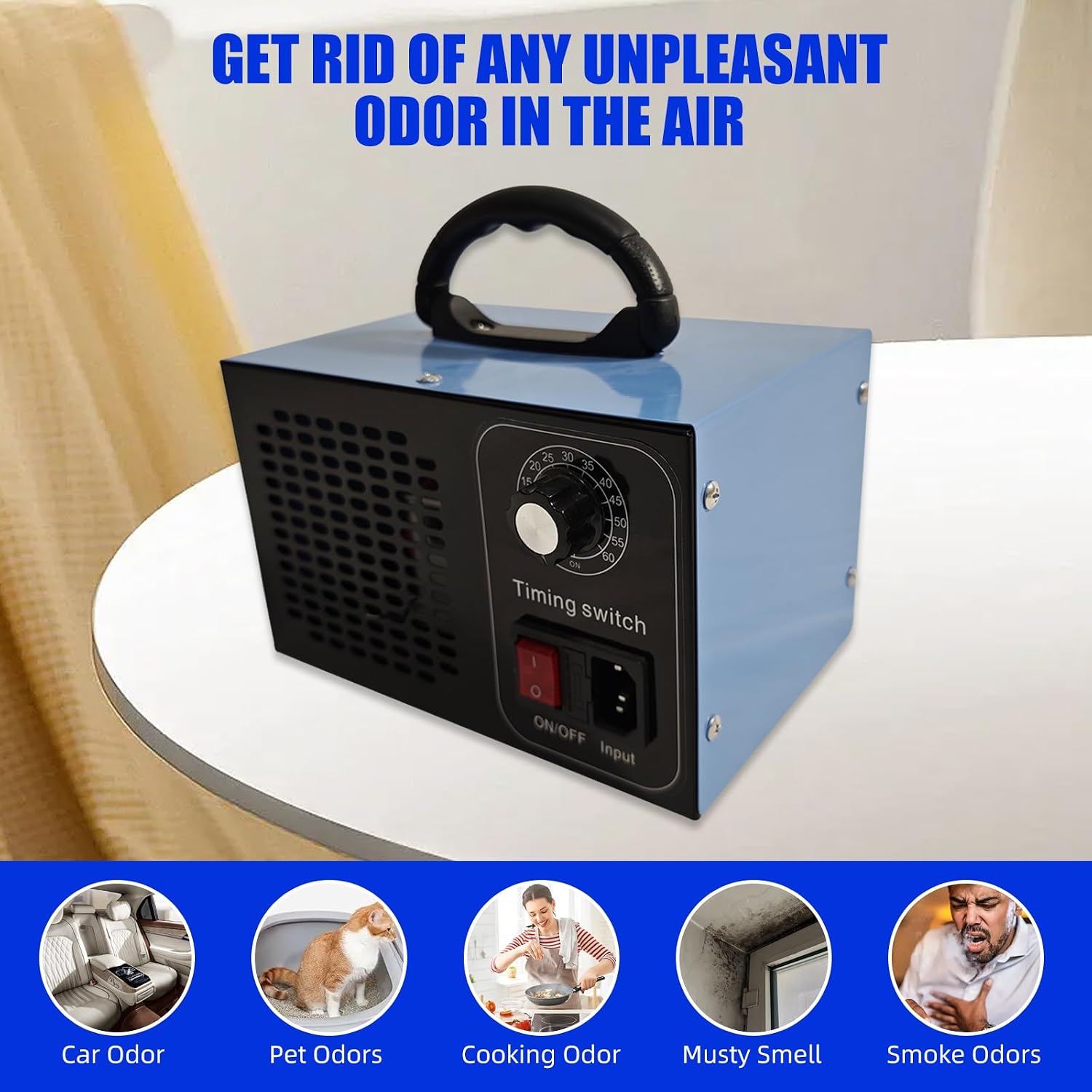 Ozone Generator, O3 Air Purifiers Odor Eliminator, High Capacity Ozone Machine, Ionizer Air Purifier Ozone for Home, Commercial, Industrial (Black,20000mg/h)