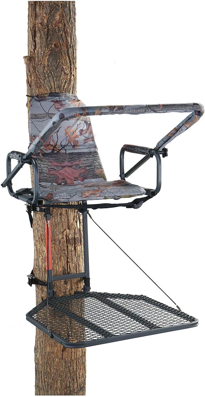 Guide Gear Deluxe Hang-On Tree Stand Chair for Hunting Cushion Seat Hunt Gear Equipment Accessories, Camo