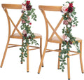 10pcs Wedding Aisle Decorations Chair Floral Swag Artificial Pew Flowers Hanging Garland Burgundy & Pink for Ceremony Reception Church Rose Floral Faux Arrangement Party Outdoor Garden Decor