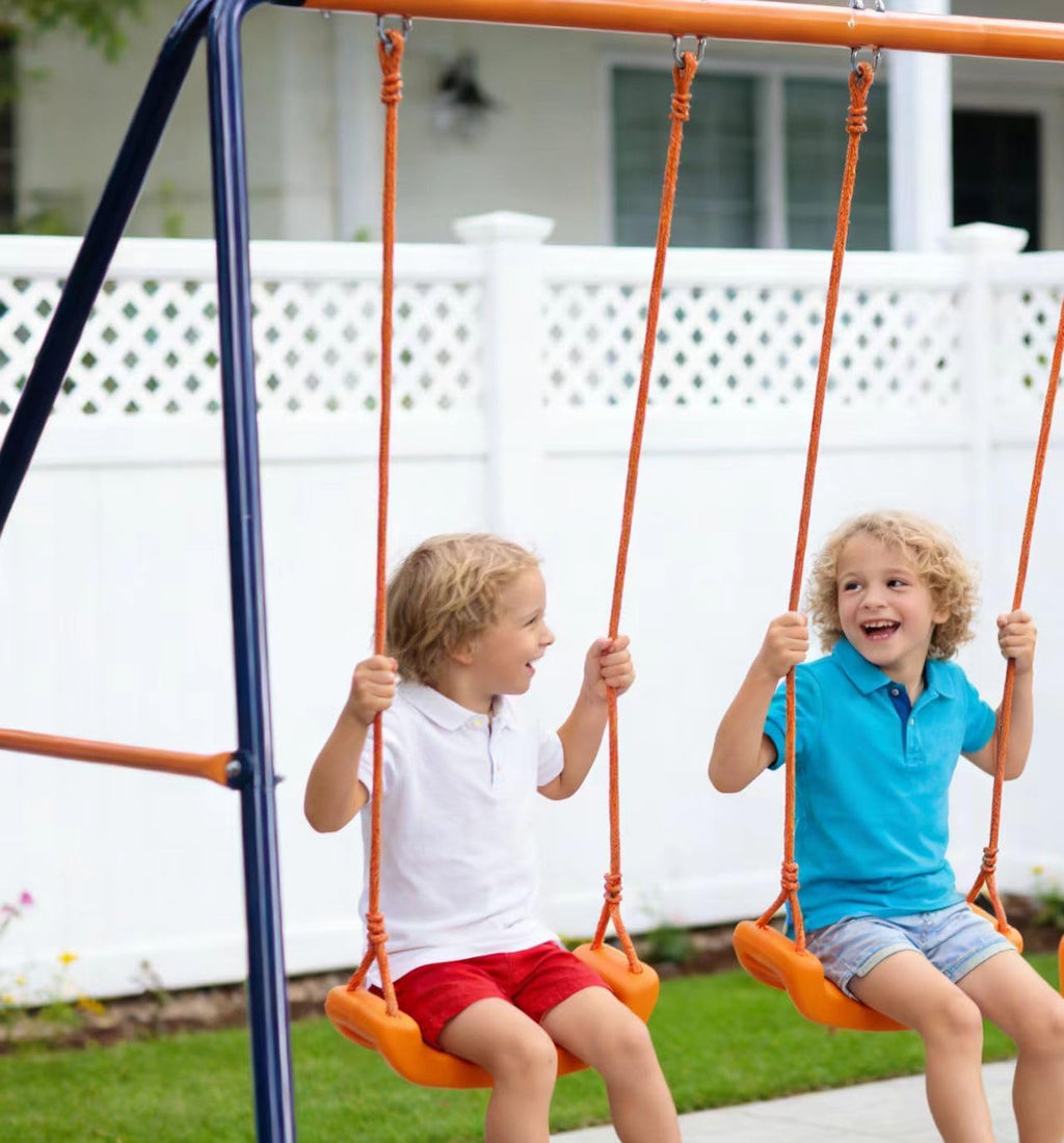 ZENY Outdoor Swing Set for Backyard, 2 Belt Swings and 1 Glider, A Frame Stand for Patio, Playground