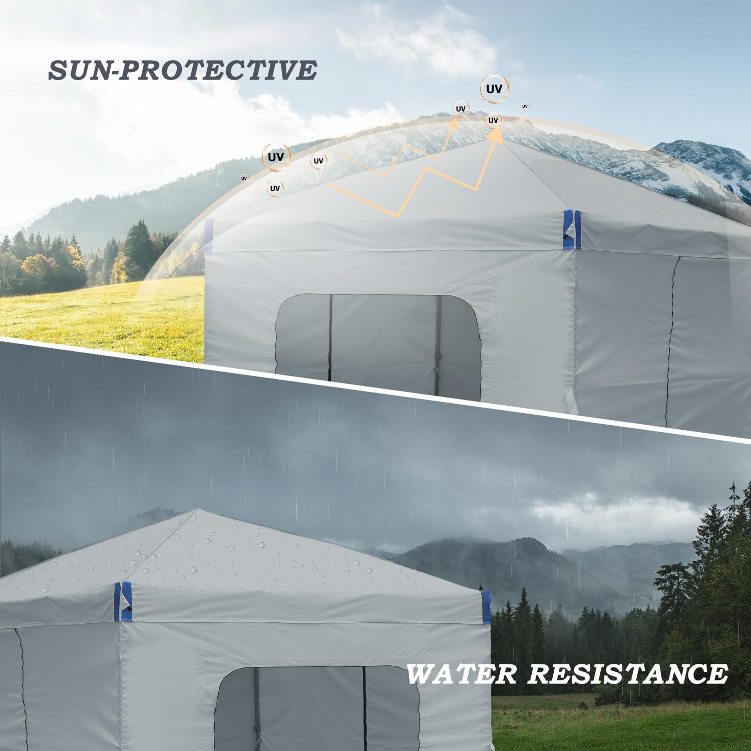 Aoodor 12x12 FT Pop-Up Canopy Tent with Roller Bag and Curtain - Portable Instant Shade, Sturdy Iron Frame, Water-Resistant 210D Oxford Fabric, UV Protection, Ideal for Camping and Outdoor Events