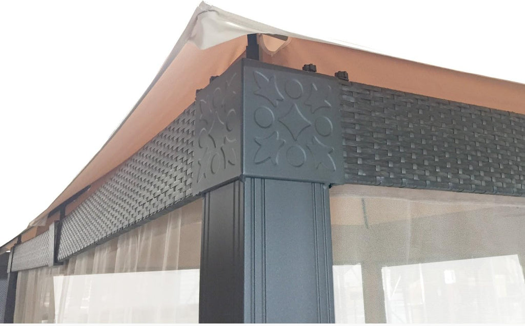 L-GZ815PCO-F 10 x 12 Wicker Gazebo Replacement Canopy Top Cover - RipLock 350