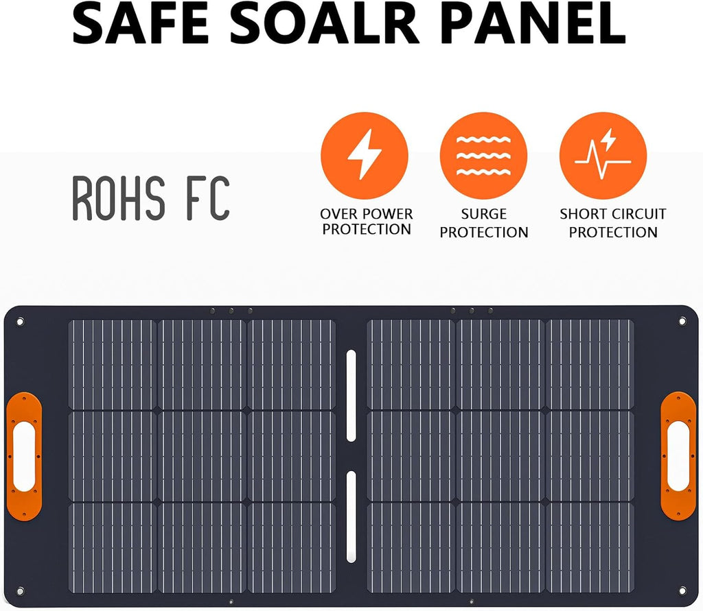 ALLWEI 100W Portable Solar Panel for 300/500 Power Station Solar Generator, 18V Solar Battery Charger with Adjustable Kickstand, Waterproof IP68 for RV Camping Trip Outdoor