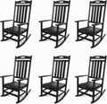 Outdoor Rocking Chair Set of 6, All-Weather Resistant Poly Lumber Rocker Chair Outdoor, High Back Plastic Patio Rocking Chairs for Outside Porch Rocker Garden Lawn, Black