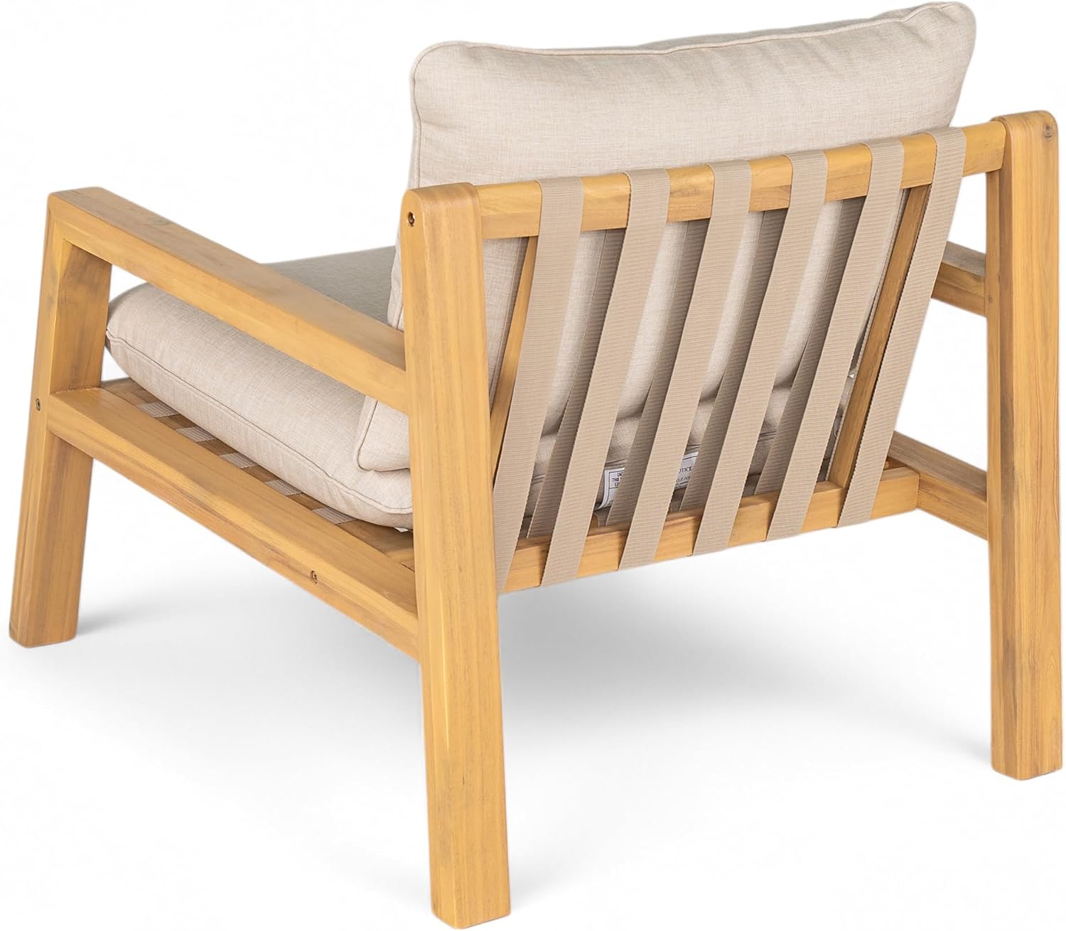 Outdoor Acacia Wood Armchair Patio Furniture Club Chair, Deep Seating with Soft Cushions for Porch, Garden, Backyard