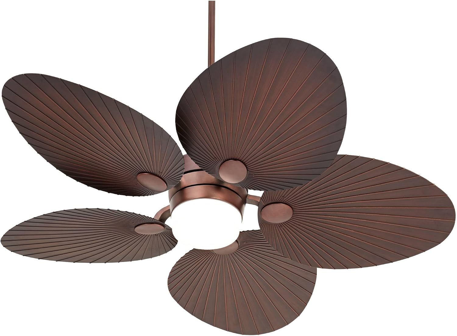 Casa Vieja 52' Breeze Tropical Coastal Indoor Outdoor Ceiling Fan with Light LED Remote Control Oil Brushed Bronze Palm Leaf Damp Rated for Patio Exterior House Porch Gazebo Garage with 24' Downrod