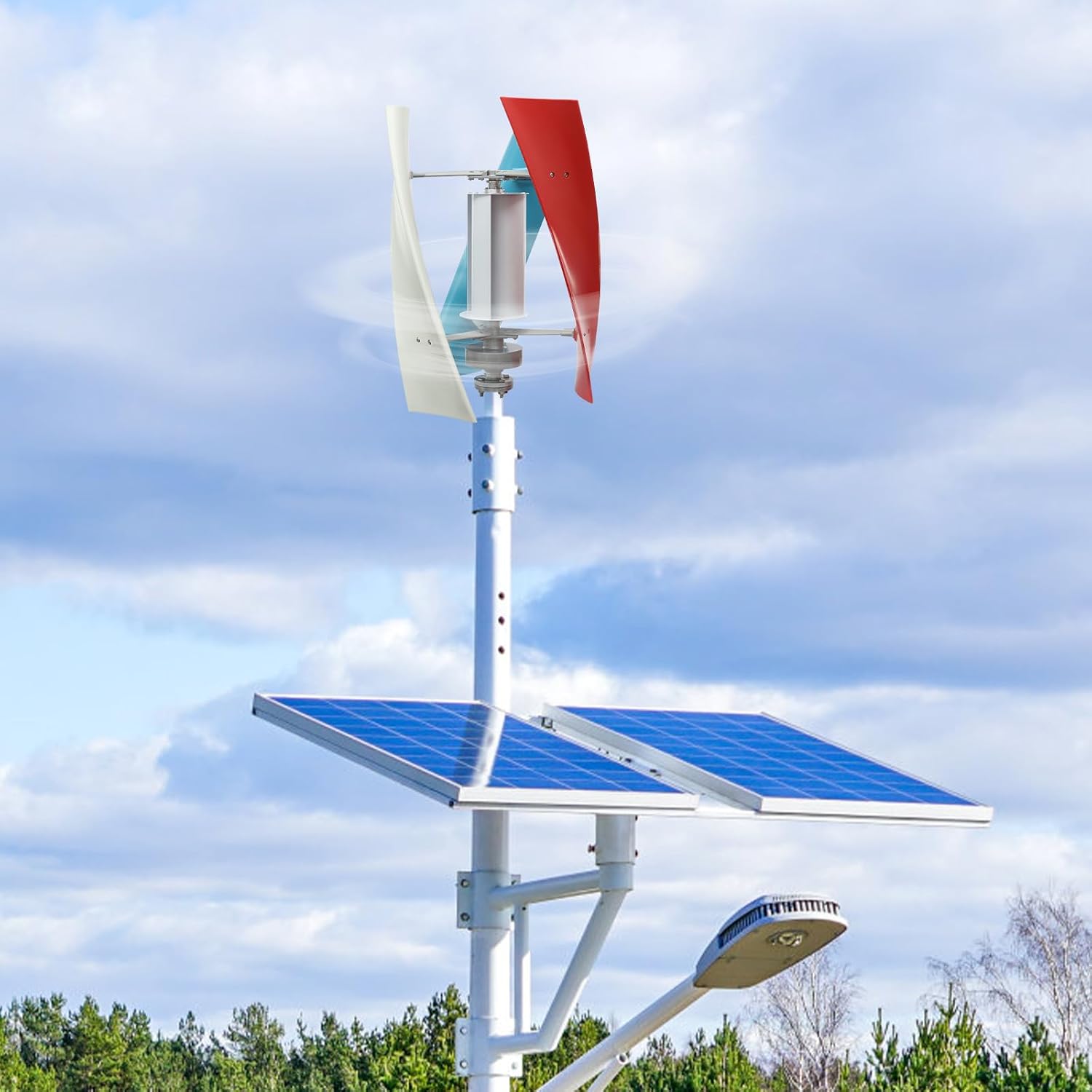 Wind Generator, 100W 12V 3 Blade Vertical Wind Turbine Generator Vertical Axis Wind Turbine Vertical Wind Generators Kit Wind Power Generators w/Auxiliary Wind Wheel for Home, Business, Ships