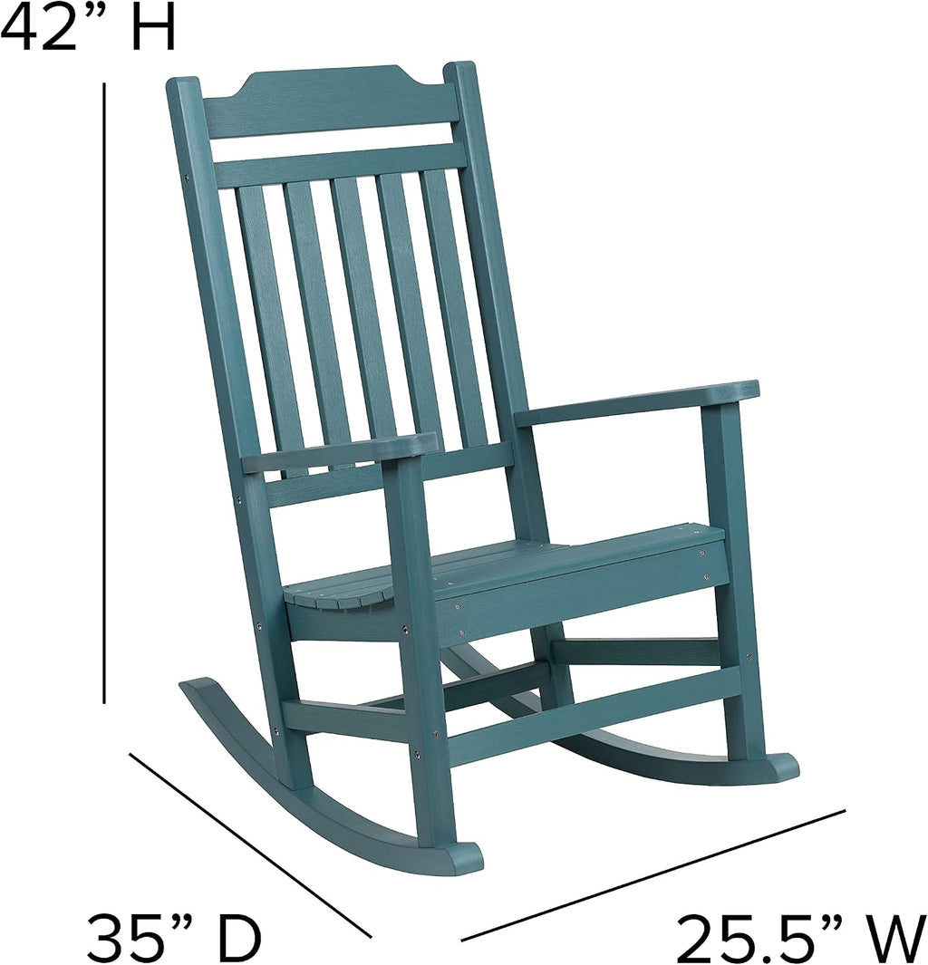 Flash Furniture Winston All-Weather Poly Resin Rocking Chair in Teal