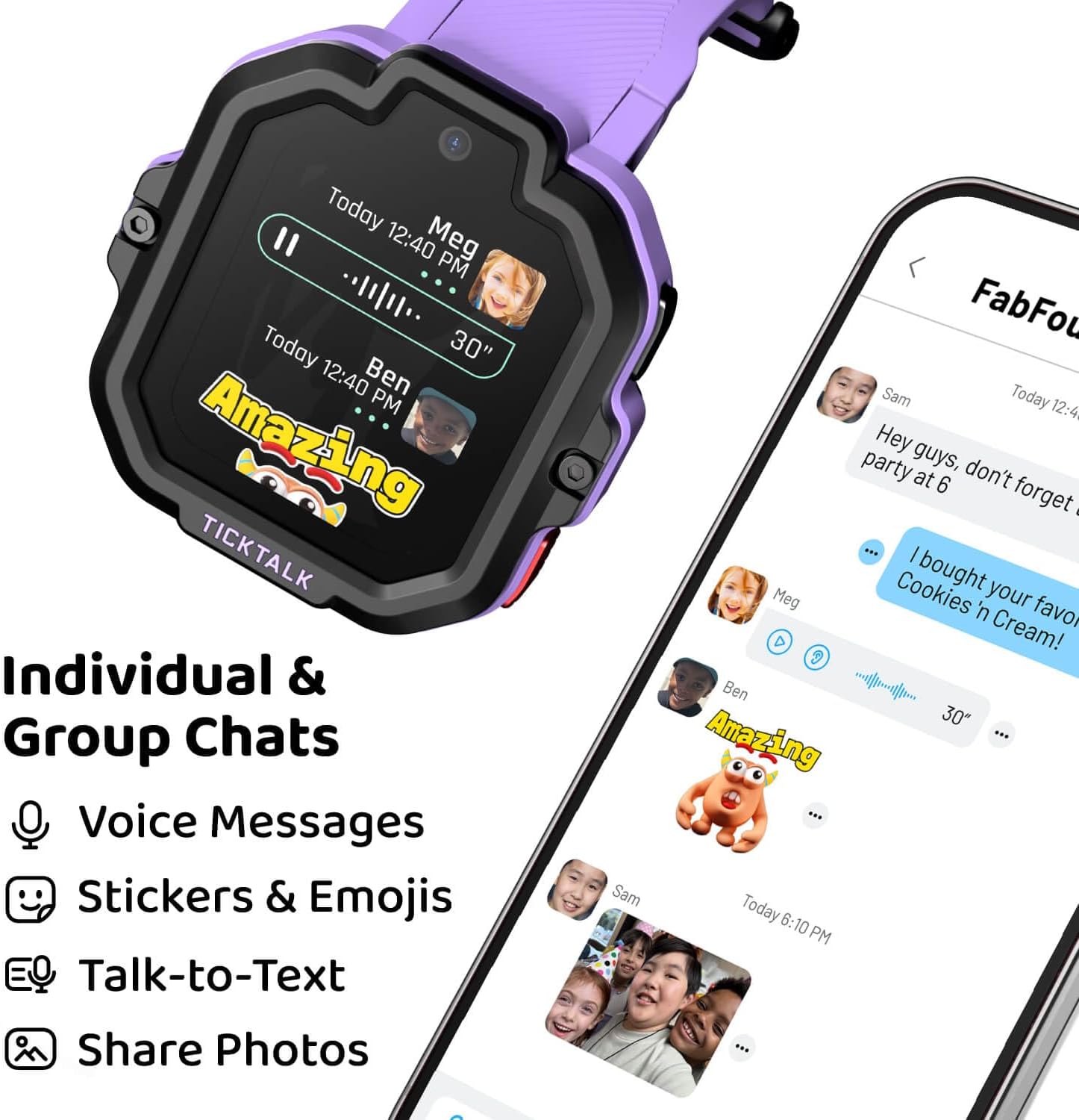 TickTalk5 Smart Watch for Kids with GPS Tracker, Video Calling, Texting, and Parental App, 4G Smartwatch with Free Music, Phone Calls, and Reminders for Kids Ages 3-12