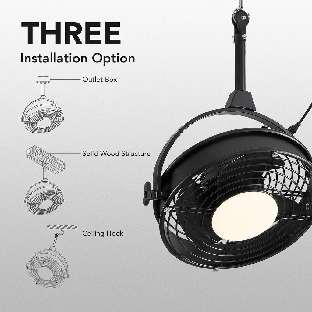 20' Outdoor Ceiling Fan with Lights, Waterproof Gazebo Hanging Fan with Remote Control, Plug in Caged Ceiling Fan with 3CCT Dimmable 6-Speeds for Patio Porch Pergola