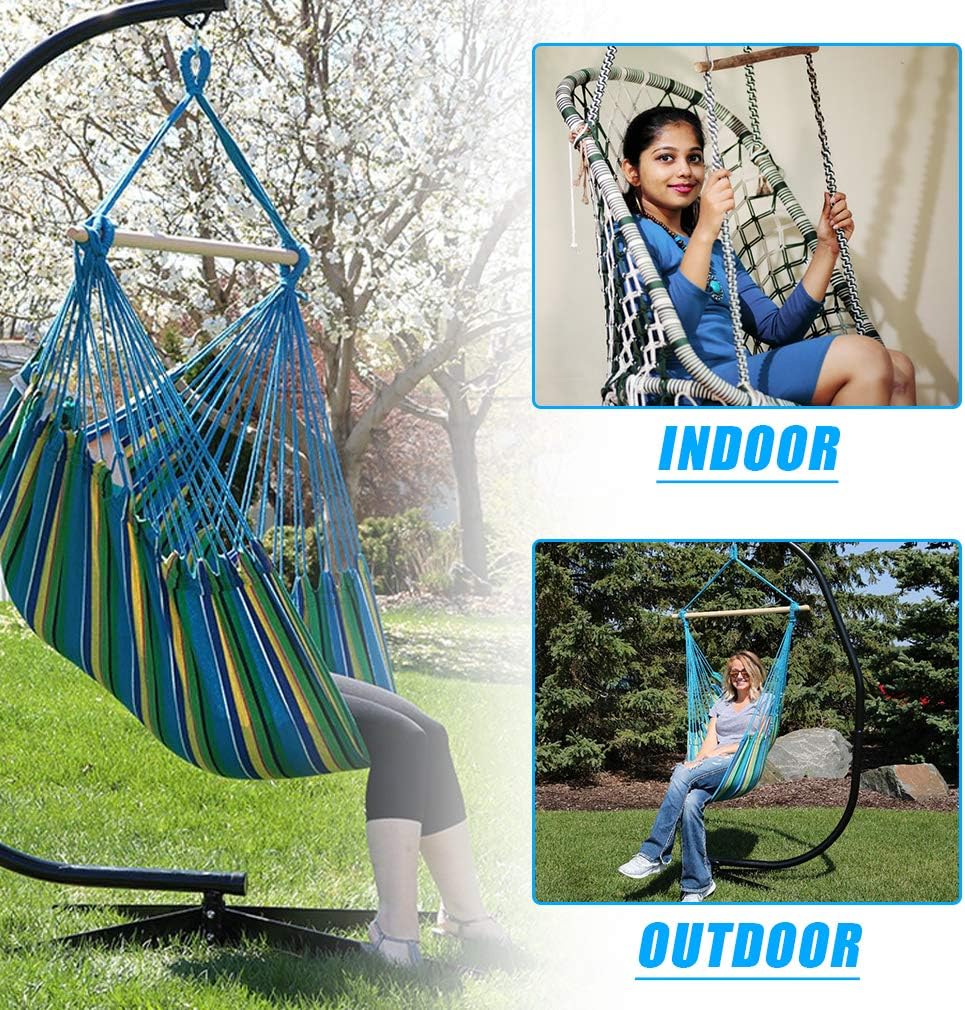 FDW Hanging Hammock Stands Hammock Chair Stands,C Stand Outdoor Solid Steel Heavy Duty Stand Only Construction for Hanging Hammock Air Porch Swing Chair Indoor（Without Hammock ）, Black