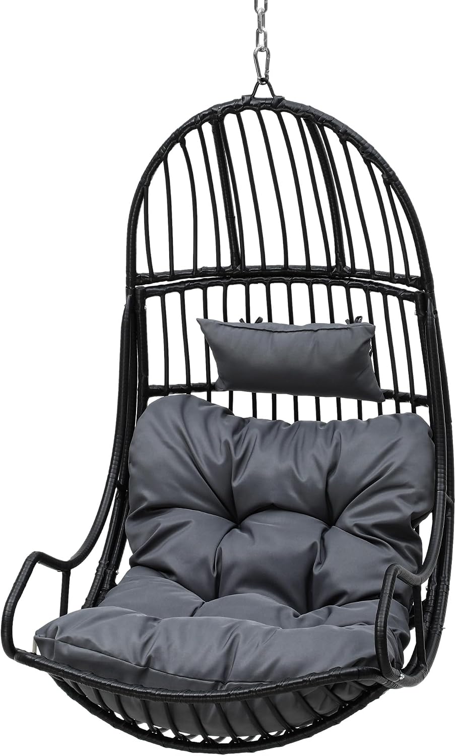 DWVO Hammocks Swing Chair with Cushions 330 LBS, Comfortable Egg Chair Wicker for Patio, Bedroom, Garden, Balcony Indoor and Outdoor Use, Gray