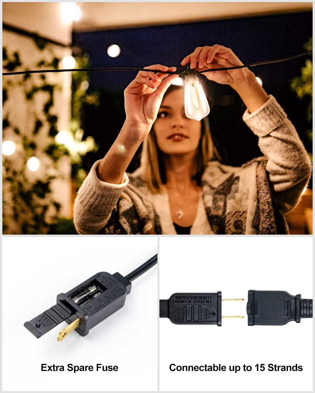Lightdot LED Outdoor String Lights 400FT Patio Lights with 128 Shatterproof ST38 Vintage Edison Bulbs, Outside Hanging Light Waterproof for Porch, Deck, Garden, Backyard, Balcony, Dimmable- ETL Listed