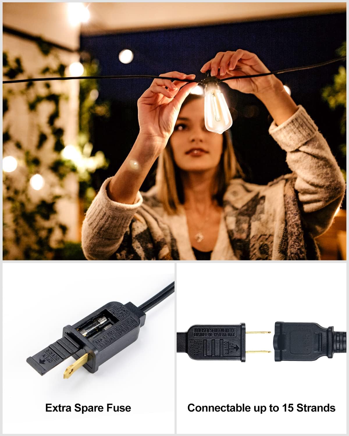 Lightdot LED Outdoor String Lights 400FT Patio Lights with 128 Shatterproof ST38 Vintage Edison Bulbs, Outside Hanging Light Waterproof for Porch, Deck, Garden, Backyard, Balcony, Dimmable- ETL Listed