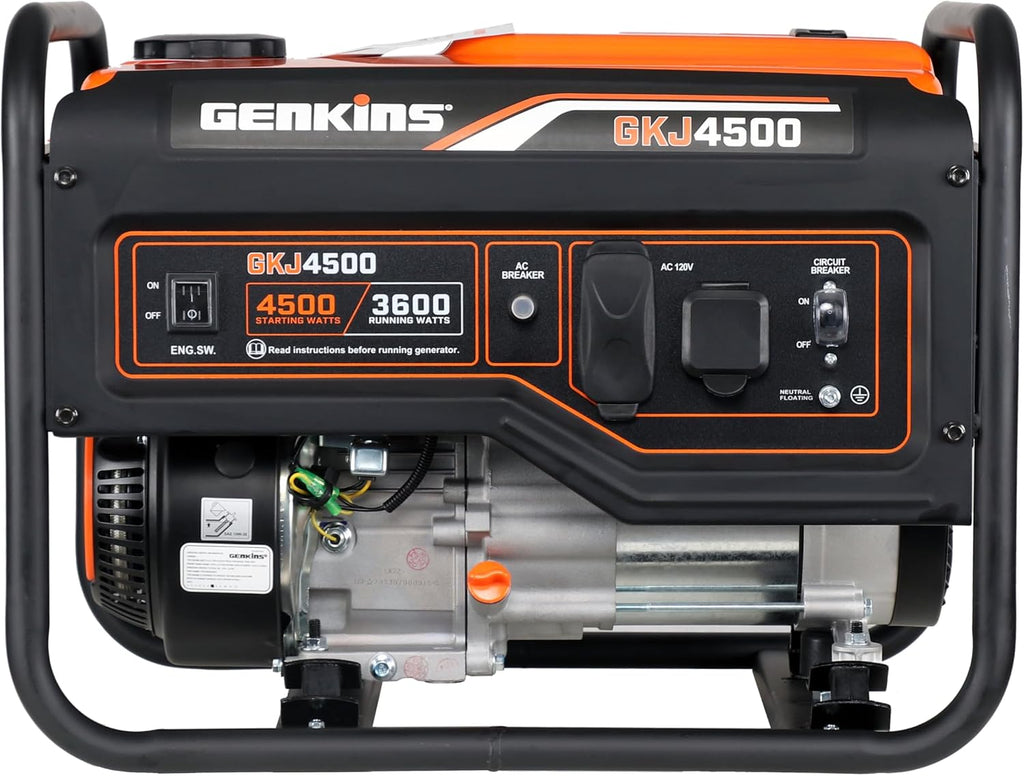 Genkins 4500 Watt Portable Generator 4 Stroke 233 cc Engine Gas Powered Open Frame
