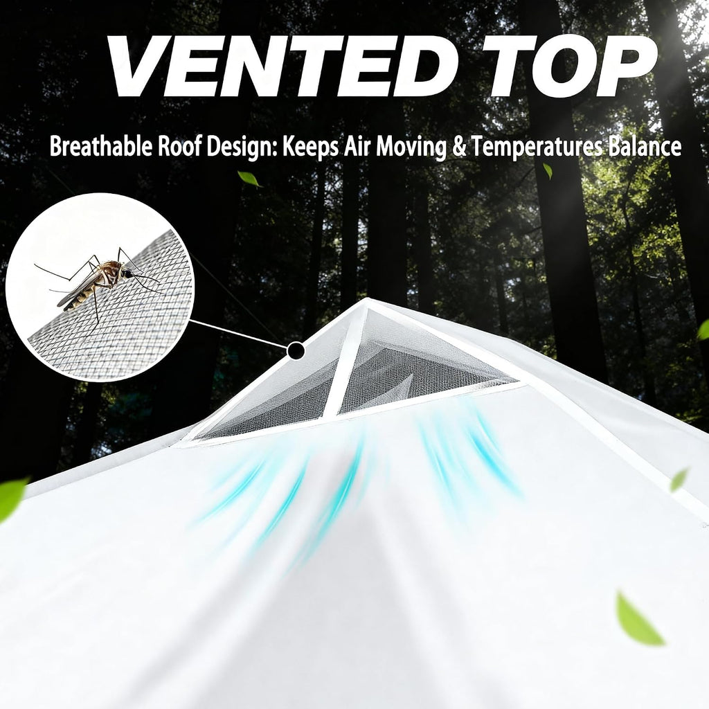 SANWAY 10x10 Pop Up Canopy Tent with Sidewalls x 4 – Easy Setup Canopy Tent, Waterproof, UV-Resistant, Portable with Carry Bag for Outdoor Events, Camping, and Backyard Parties – White