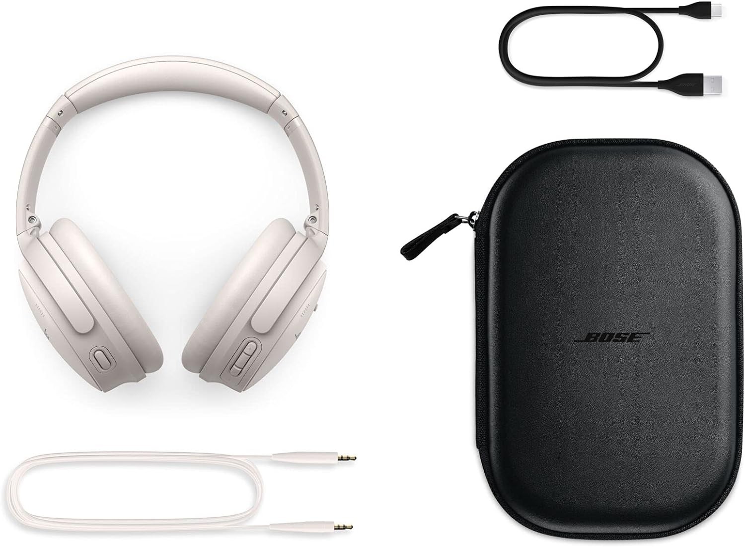 Bose QuietComfort 45 Noise Canceling Bluetooth Headphones (White Smoke) (Renewed)