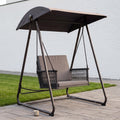 Porch Swing with Stand, Outdoor Swing with Canopy, All Weather Outdoor Swings for Adults, 400lbs Heavy Duty Porch Swings with Removable Cushions, Single Hanging Chair for Small Space, Grey