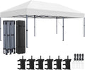 Yaheetech 10×20 Pop Up Canopy Easy Set-up Tent, Portable Outdoor Canopy Instant Tent, Commercial Gazebo with Wheeled Carry Bag & 6 Sandbags for Home, Party & Outdoor Activities, White