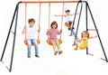 ZENY Outdoor Swing Set for Backyard, 2 Belt Swings and 1 Glider, A Frame Stand for Patio, Playground