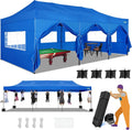 COBIZI 10x30 Heavy Duty Pop up Canopy with 8 sidewalls Stable Wedding Outdoor Tents for Parties Canopy Pop Up Party Tent UPF 50+ Waterproof Commercial Gazebo with Roller Bag, Blue(Windproof Upgraded)