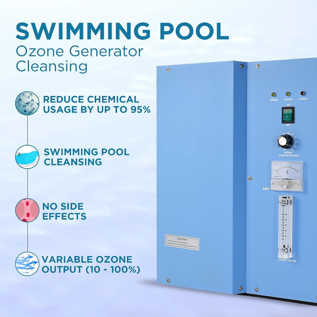 SP-5G, 5g/hr. Swimming Pool Water Ozone Generator, Cleaner, and Purifier Restores Clear, Chlorine-Free Water, Keep Water Crystal Clear,15,000 gallons Water Capacity