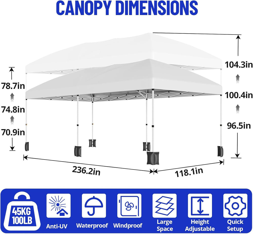 10x20 Pop Up Canopy Tent with 6 Sidewalls Waterproof Outdoor Party Tent Canopy Tents with Adjustable Height Commercial Event Gazebo for Backyard Wedding, Parties