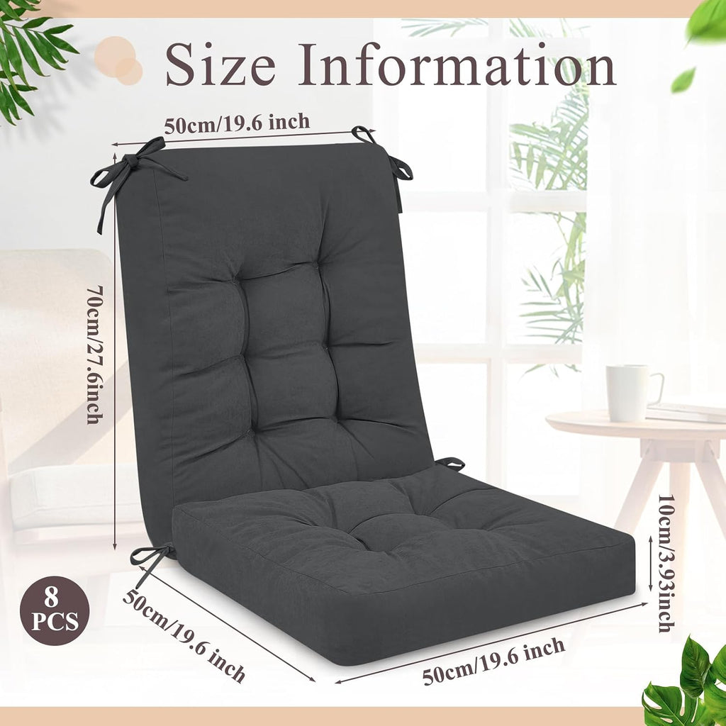 Juexica 4 Sets Outdoor Patio Chair Cushions Seat High Back Tufted Pillow Replacement Rocking Chair Cushions Pads for Patio Summer Seasonal Indoor Home Office (20 x 20 Inch,Dark Gray)