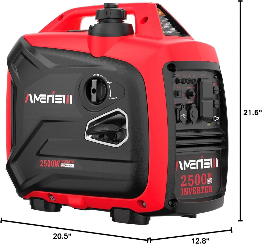 AMERISUN 2500 Watt Portable Inverter Generator with CO Sensor and Quiet Technology for Camping, Tailgating (AM5020C)