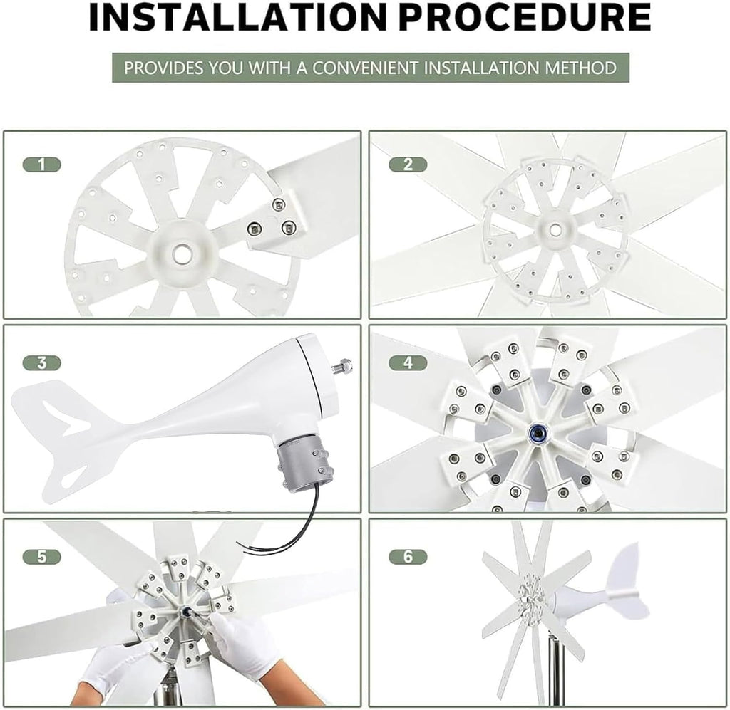 Home Wind Generators 12000W, Magnetic Levitation Wind Turbine for 12V/24V/48V Systems, Efficient Renewable Energy Solution for Home Use, Quiet and Durable Design