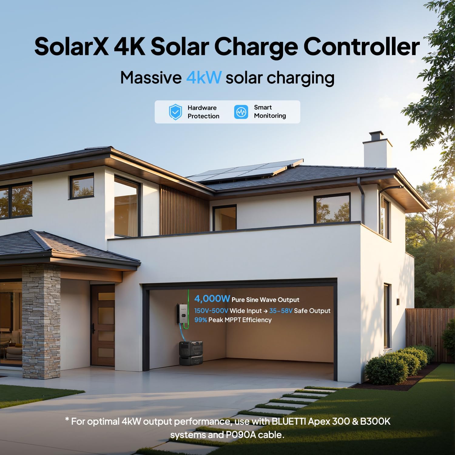 BLUETTI SolarX 4K MPPT Solar Charge Controller, 150V-500V 80A, 99% High Efficiency, Bluetooth/WiFi Controller for Solar Generator Apex 300 & B300K, Ideal for RV, Home and Off-Grid Living