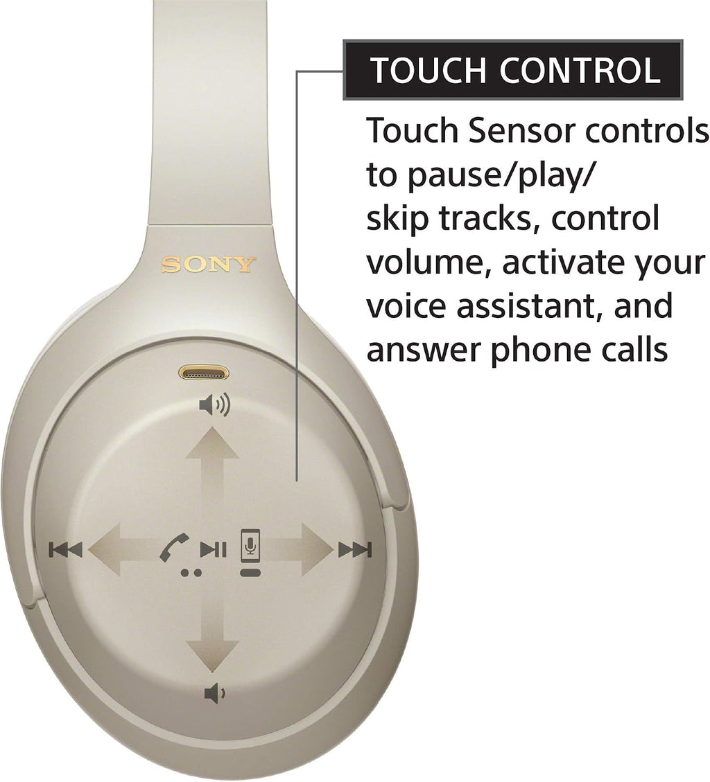 Sony WH-1000XM4 Wireless Premium Noise Canceling Overhead Headphones with Mic for Phone-Call and Alexa Voice Control, Silver WH1000XM4