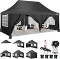 COBIZI 10x20ft Pop Up Canopy Tent with 6 Removable Sidewalls, Easy Up Commercial Canopy, Waterproof and UV50+ Gazebo with Portable Bag, Adjustable Leg Heights,Party Tents for Parties, with 4 Sandbags
