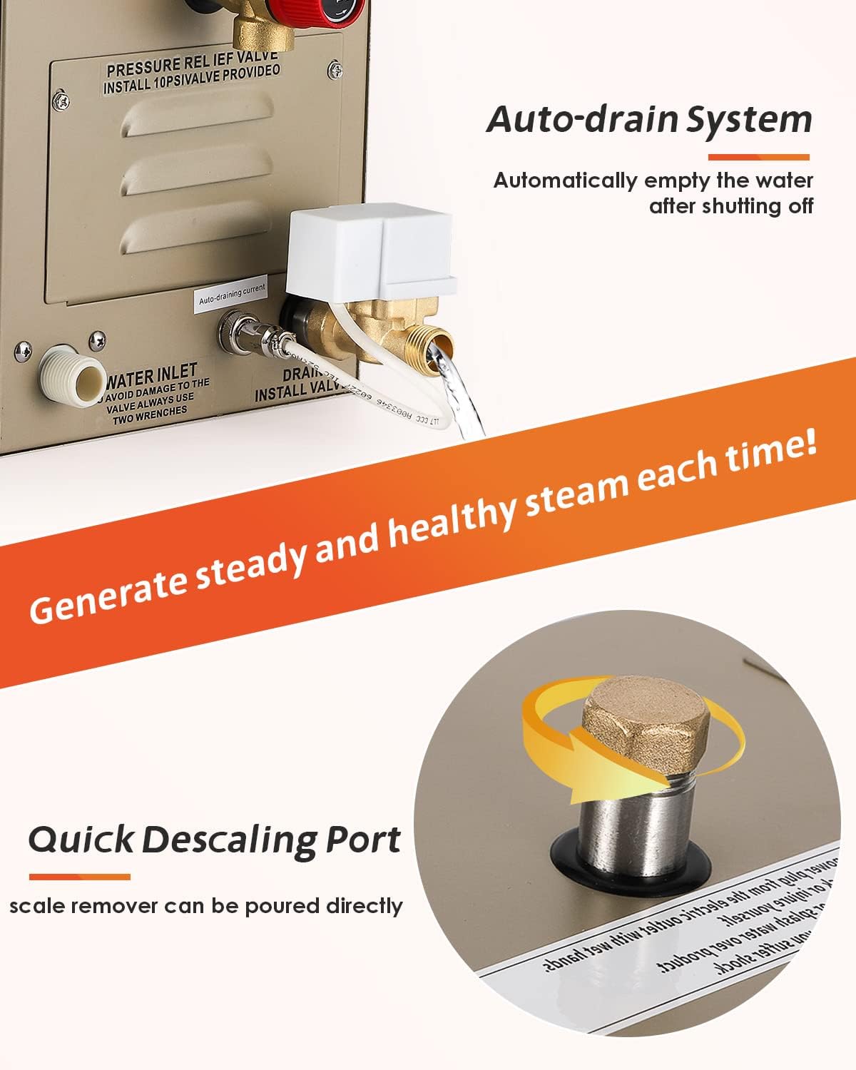 Steam Shower Generator Kit 12KW for Bath Sauna SPA, Aromatherapy Steam Head, Self-draining System, LED Waterproof Controller, for Commercial Home Use…