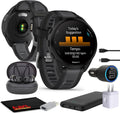 Garmin Forerunner 165 Music GPS Running Smartwatch, Fitness Tracker Smart Watch for Women and Men Bundle with Accessories - Black/Slate Gray