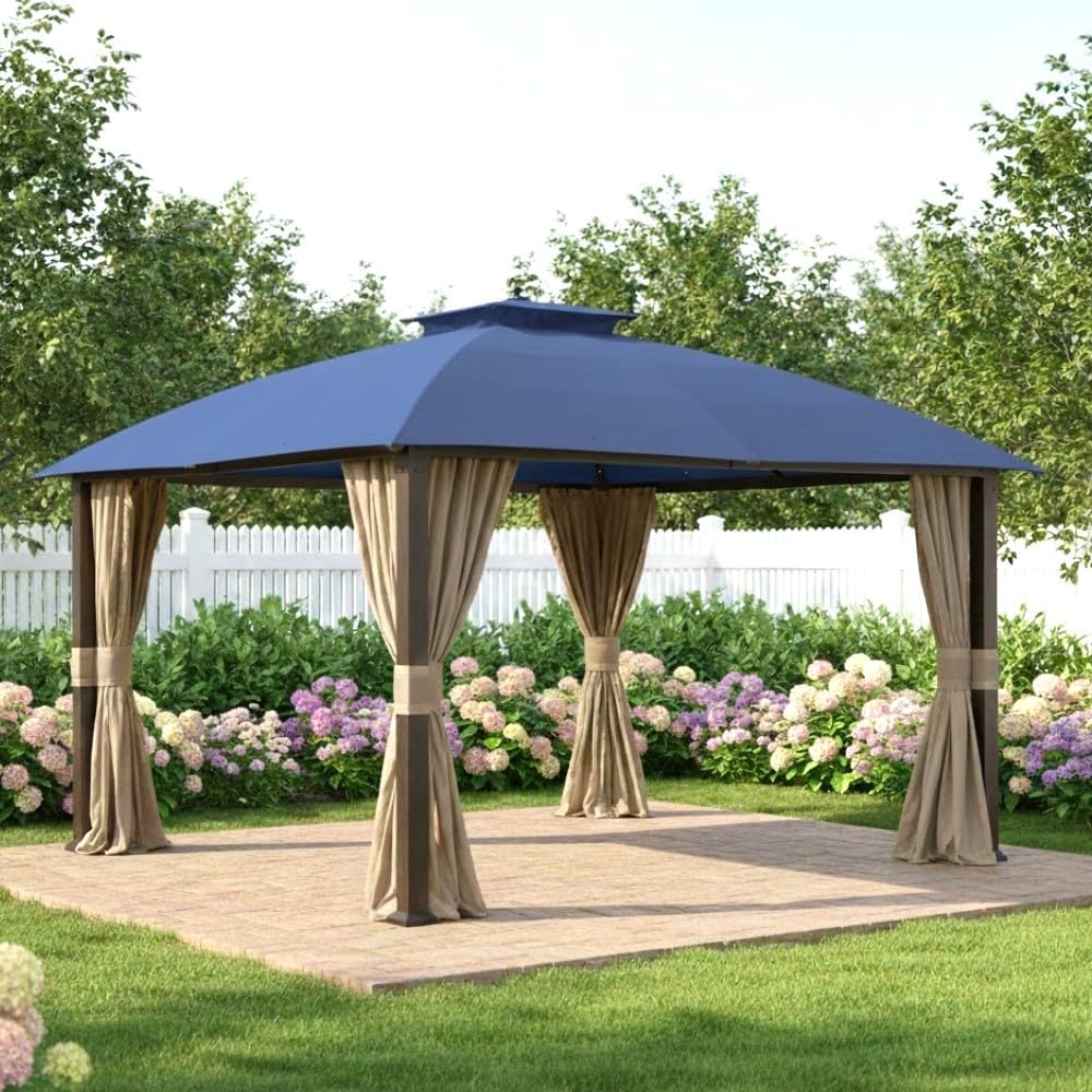 Garden Winds Reinforced Replacement Canopy Top Cover Compatible with The A101007600, A101007603 Broyhill Eagle Brooke Ashford Asheville 10' x 12' Gazebo - Classic Blue, RipLock 350