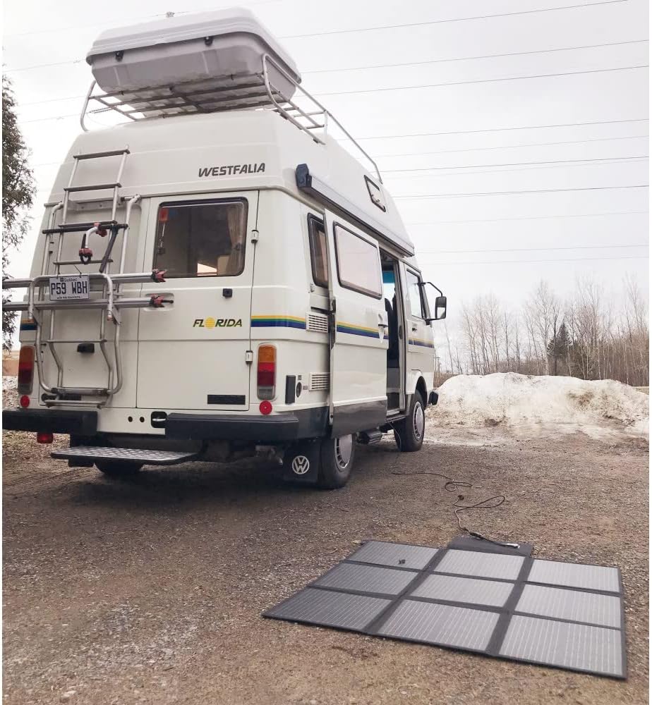 LENSUNSOLAR 200W 12V Portable Solar Panel Blanket with Standard Connectors for Solar Generator Power Station, Lightweight Ultra-Thin only 5.2 kgs/11.4 lbs