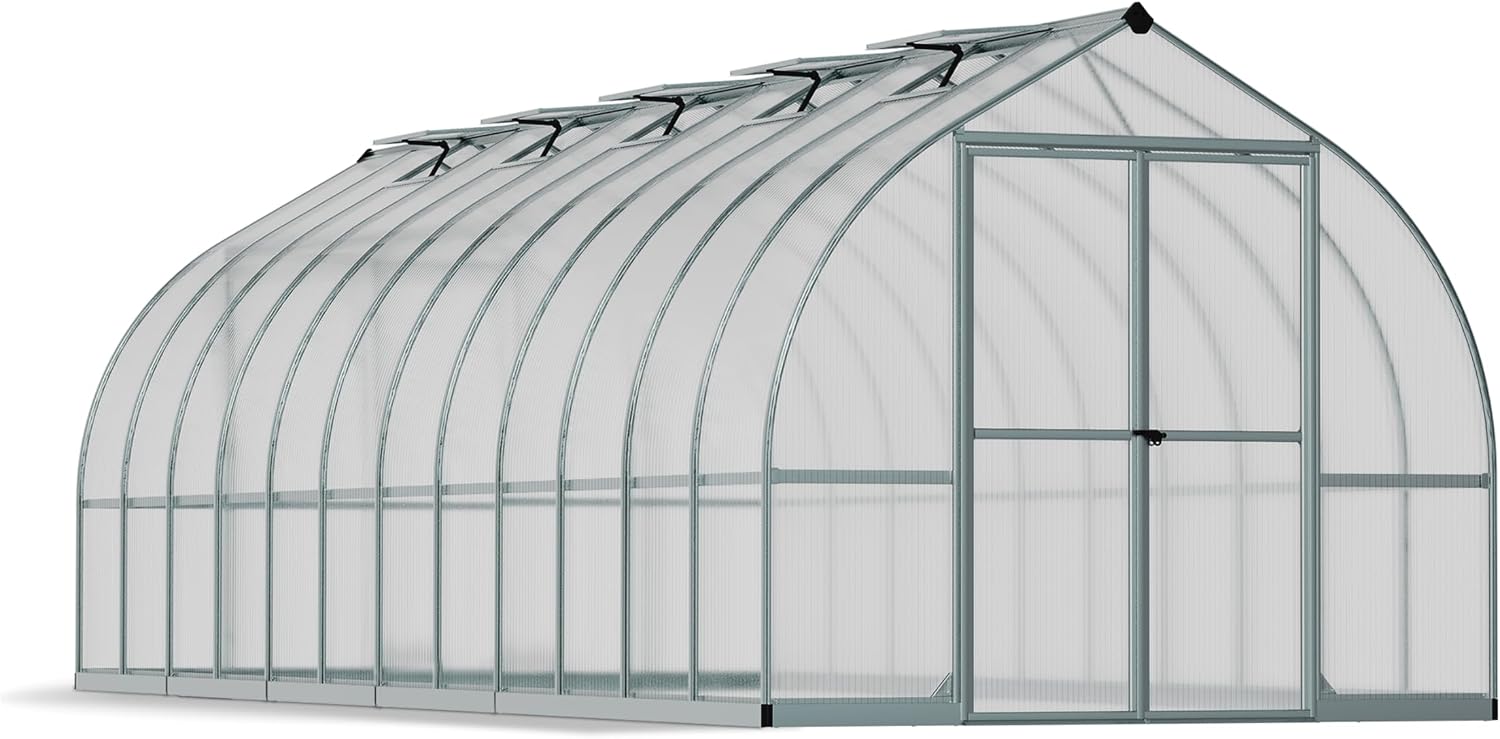 Palram - Canopia Bella Greenhouse Kit, 8x24, UV Protected, Wind & Weather Resistant, Polycarbonate Panels with Twin Glazing, Maintenance Free Outdoor Garden Walk-in Green Structure, 5 Year Warranty