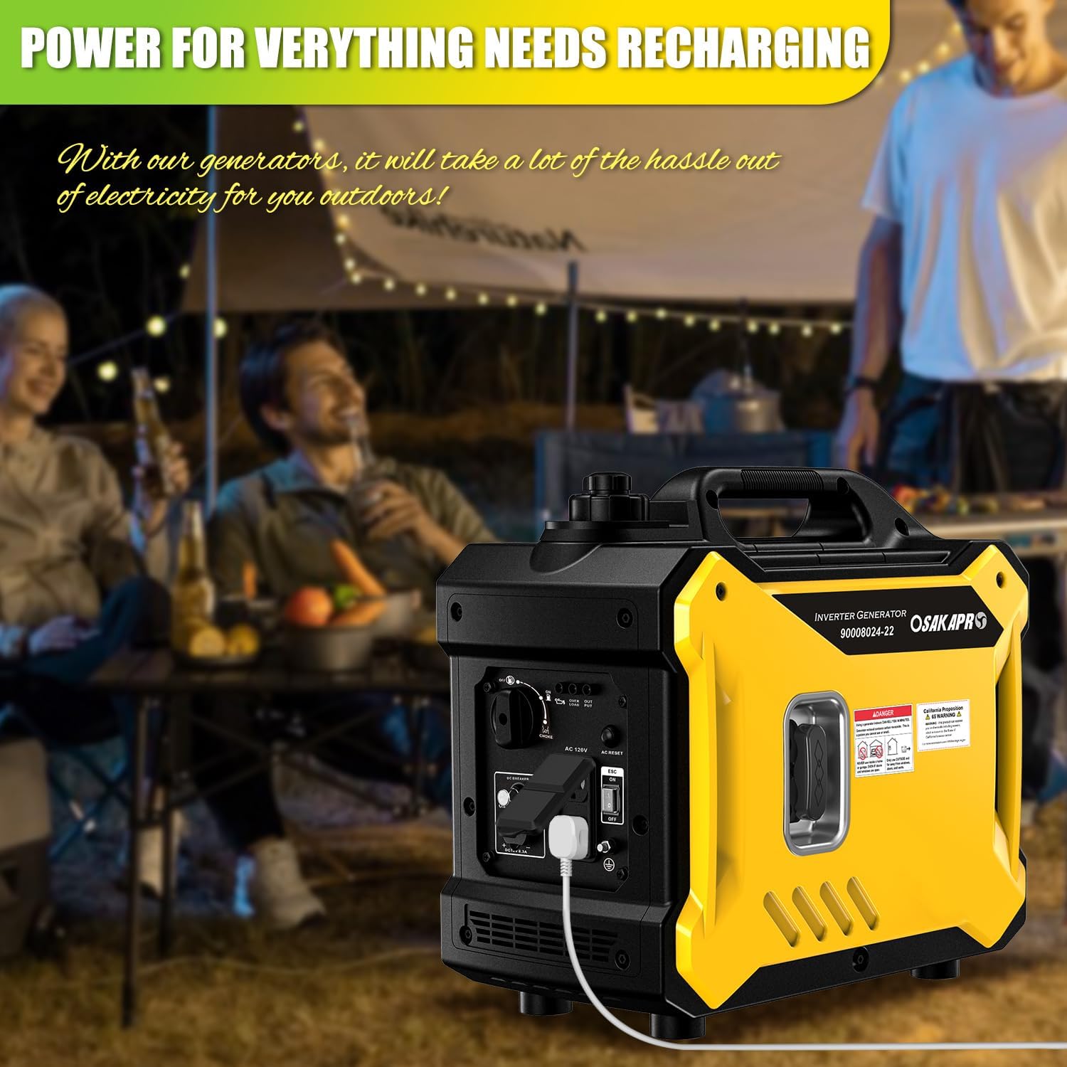 Super Quiet Inverter Generator 2000w Portable Generator, 79.7CC Ultra Light Epa Compliant