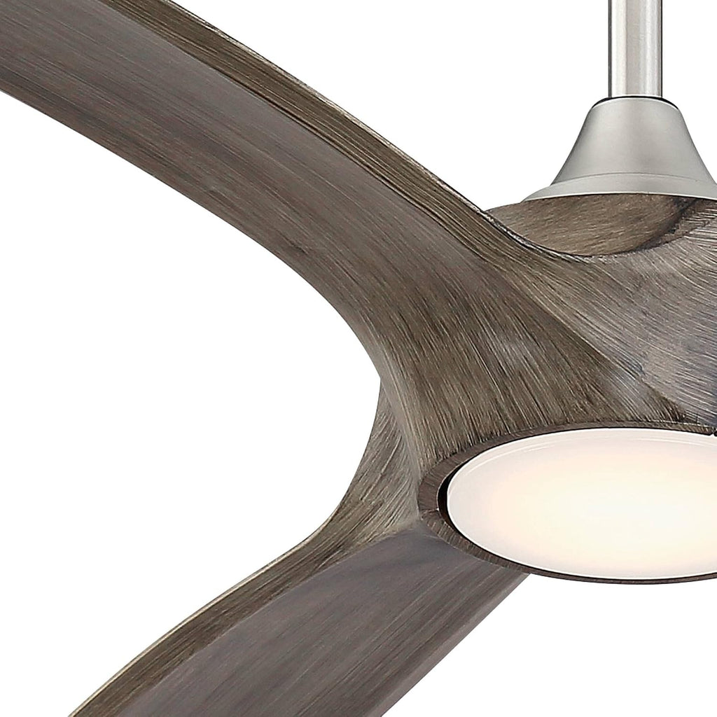 Casa Vieja 60' Padera Modern Rustic 3 Blade Indoor Outdoor Ceiling Fan with Light LED Dimmable Remote Control Brushed Nickel Light Wood Damp Rated for Patio Exterior House Porch Gazebo Garage