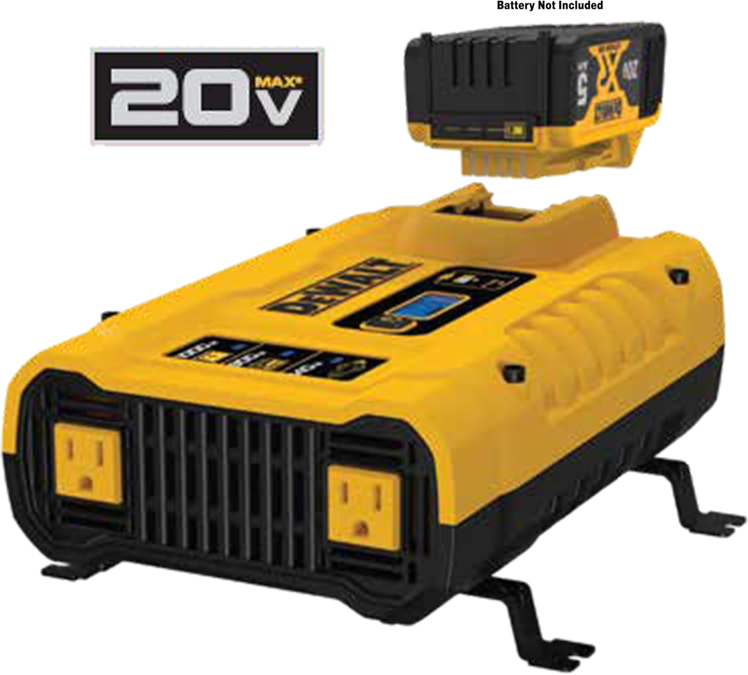 DEWALT DXAEPIP3W 20V, 3-Way Powered (Cables, Battery, DC Plug) 1000 Watt Power Inverter; Dual AC Outlets, 1 USB-A Port, & 1 USB-C 30W Port