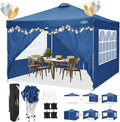 COBlZI 10x10 Pop Up Canopy Tent with 4 Removable Sidewalls，Waterproof Commercial Easy Adjustable Gazebo Tent with Air Vent, 4 Sandbags，4 Stakes & 8 Ropes（Tents for Party/Exhibition,Blue
