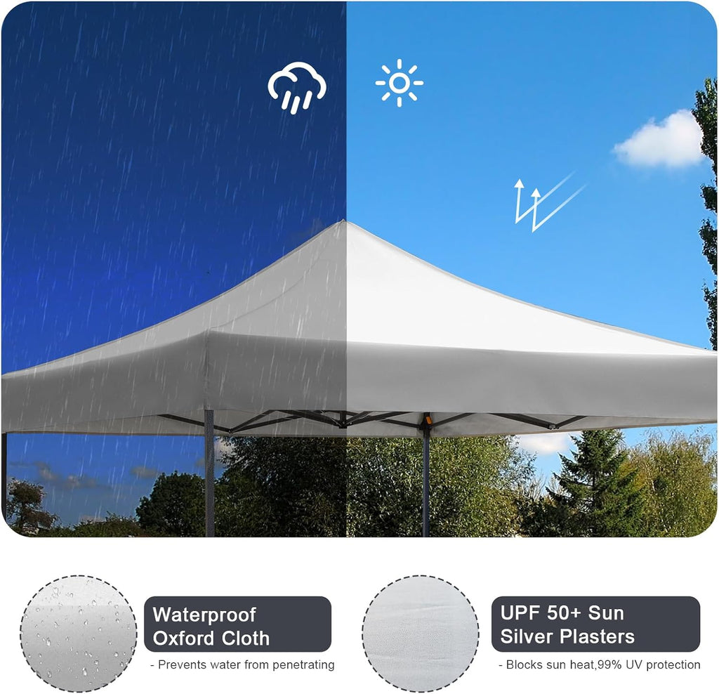10x10 Pop up Canopy Tent with Sidewalls,Heavy Duty Waterproof Sun Shade Canopy Easy up Canopy with Wheel Bag Commercial Gazebo Tent for Outdoors Parties Vendors Camping Beach (Light Gray)