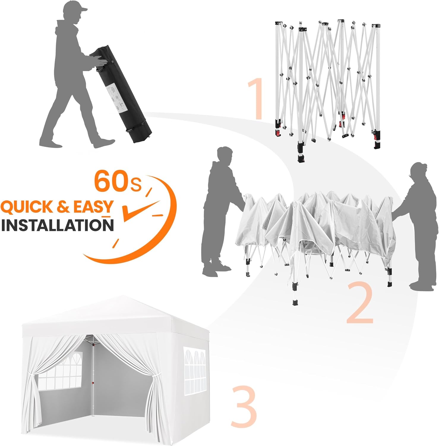 Yaheetech 12x12 Pop Up Canopy with 4 Removable Sidewalls, Portable Enclosed Instant Tent, Waterproof Outdoor Tent, Beach Sun Shelter with 4 Sandbags, 12 Stakes & 4 Ropes, White
