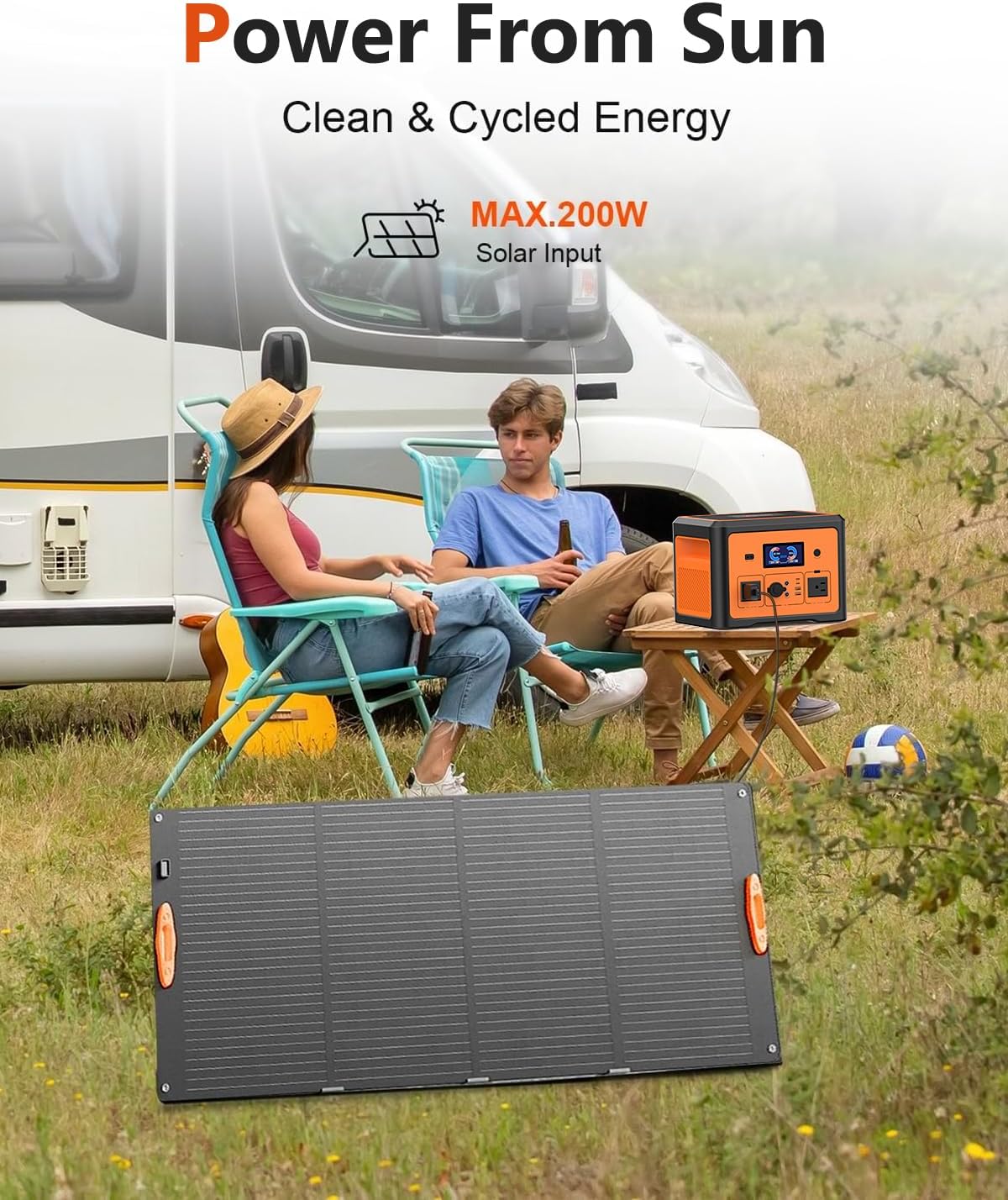 Portable Power Station 600W(Peak 1800W), Solar Generator with 384WH LiFePO4 Battery, 10 Outputs & UPS Battery Backup, Generators for Home Use, Camping, Emergency Power Outage, RV, CPAP