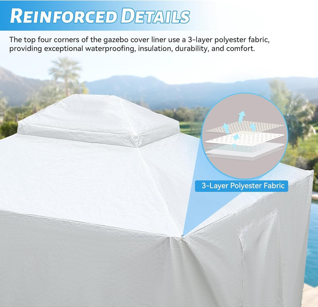 Gazebo Cover,Outdoor Patio Gazebo,converts Pavilion Into Storage Space,Outdoor Universal Winter Pavilion Cover with Side Walls and Mesh Windows (12x12 FT)