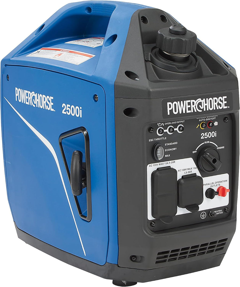 Powerhorse Inverter Generator, 2500 Surge Watts, 1800 Rated Watts, 120V, CO Shutdown, 52dB Quiet Run