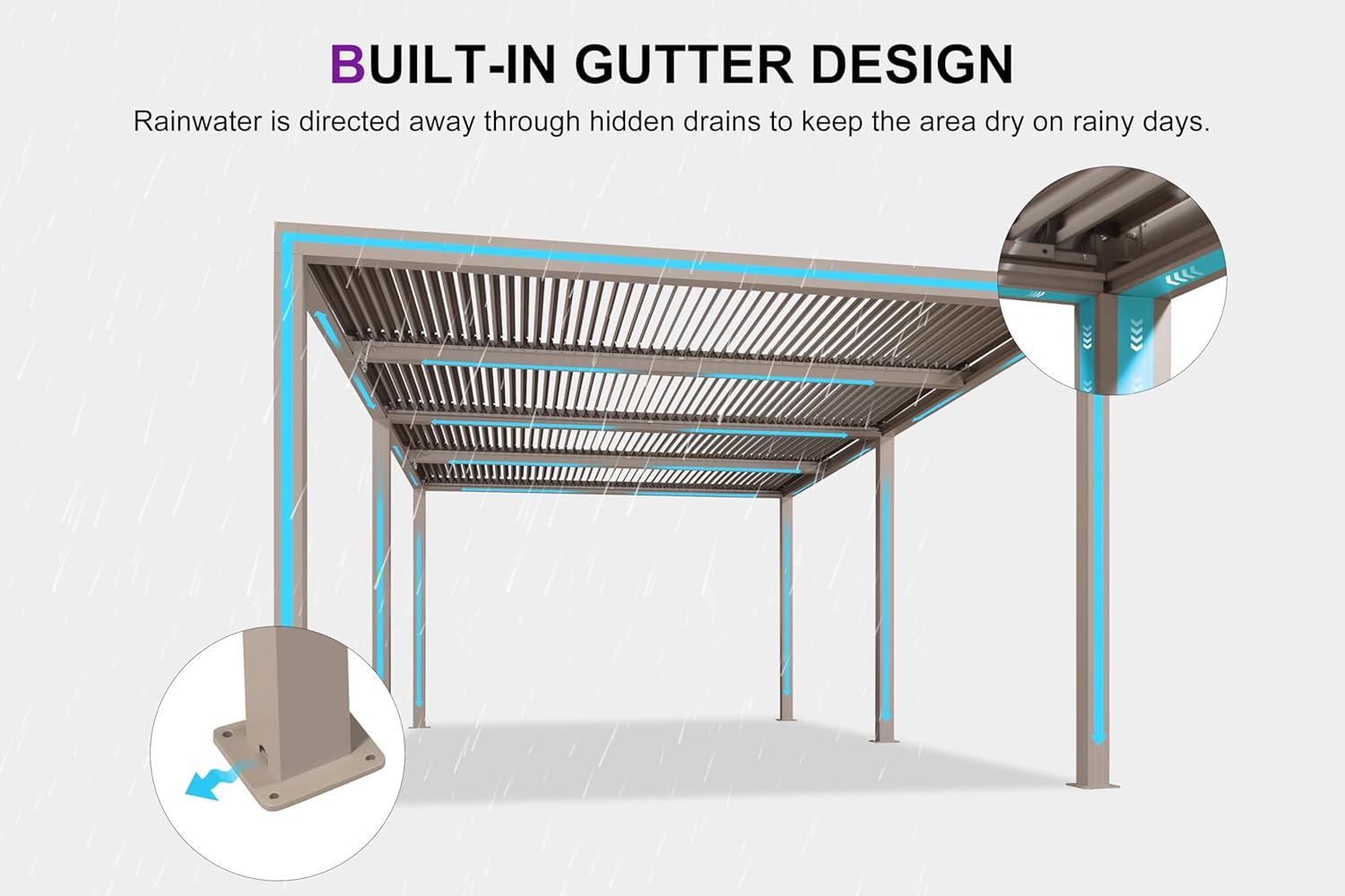PURPLE LEAF Louvered Pergola 12' × 20' Outdoor Hardtop Gazebo Adjustable Aluminum Sun Shade for Deck Garden Backyard Patio Retractable Roof Canopy