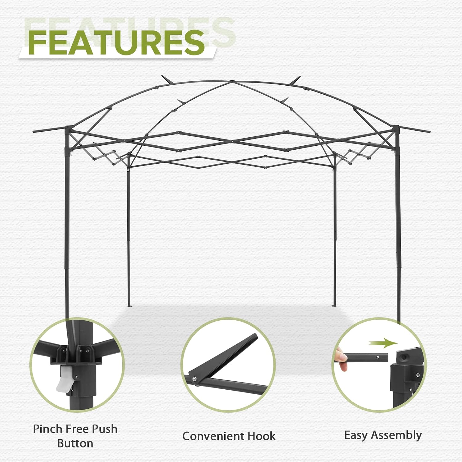 COOS BAY 11x11 Replacement Pop up Gazebo Tent Steel Frame Only, Gray